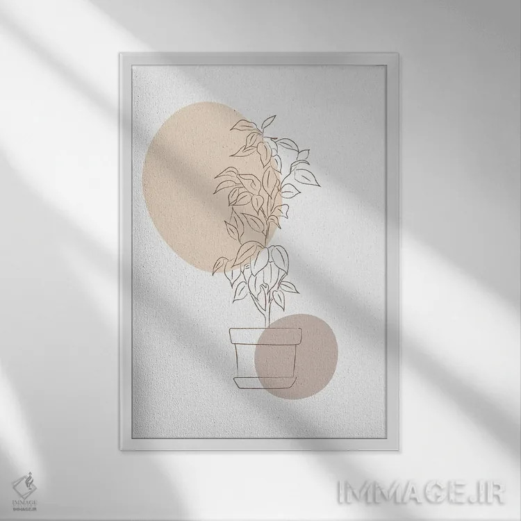 تابلو مینیمال گلدان تزیینی مینیمال اثر سابرینا بالبوئنا - نمای قابدار سفید