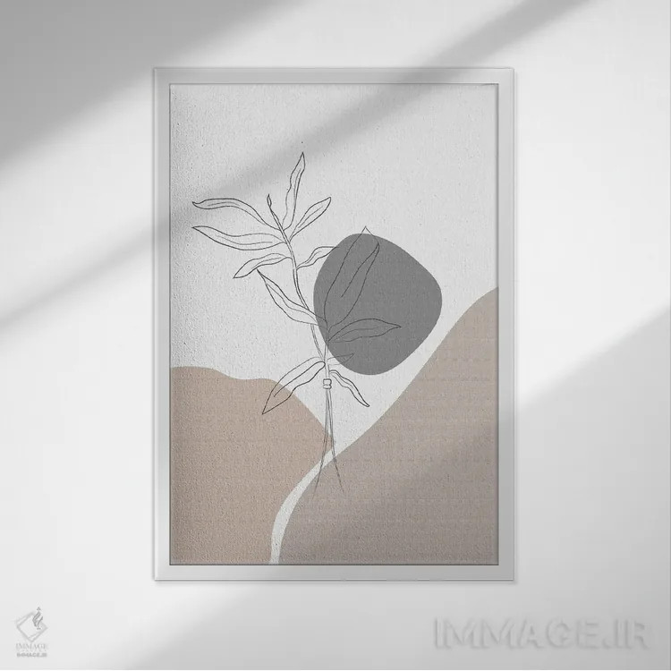 تابلو مینیمال گیاهان مینیمال اثر سابرینا بالبوئنا - نمای قابدار سفید