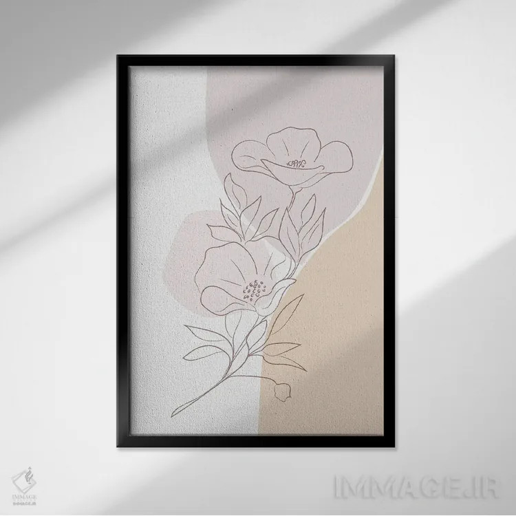 تابلو مینیمال مگنولیا مینیمال اثر سابرینا بالبوئنا - نمای قابدار مشکی