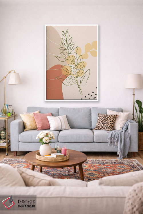 تابلو مینیمال شاخه قهوه و اشکال انتزاعی اثر سابرینا بالبوئنا - D1W