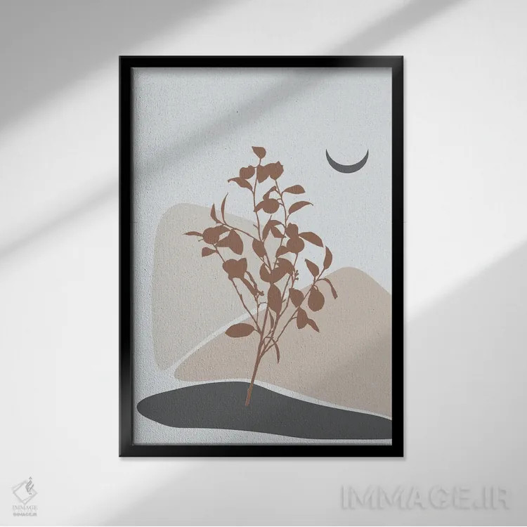 تابلو مینیمال درخت لیمو مینیمال اثر سابرینا بالبوئنا - نمای قابدار مشکی