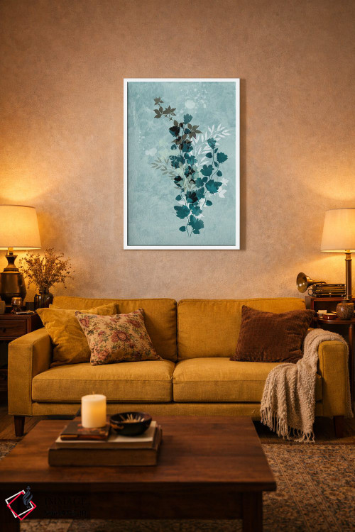 تابلو مدرن گل های خشک آبی اثر سابرینا بالبوئنا - D3W