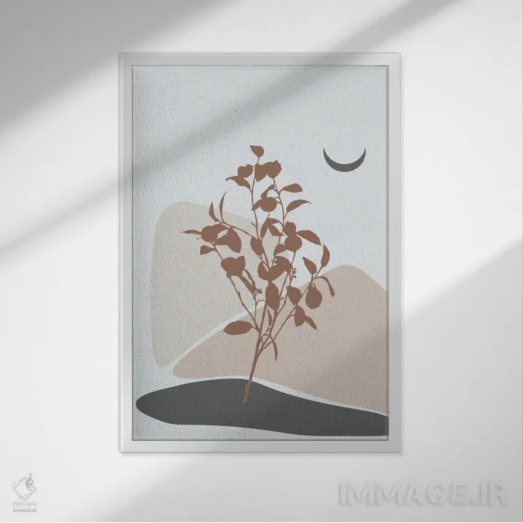 تابلو مینیمال درخت لیمو مینیمال اثر سابرینا بالبوئنا - نمای قابدار سفید