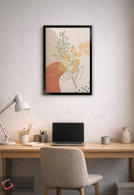 تابلو مینیمال شاخه قهوه و اشکال انتزاعی اثر سابرینا بالبوئنا - D2B