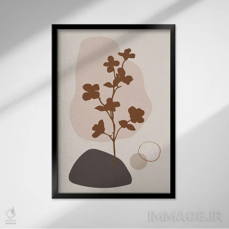 تابلو مینیمال درخت تزیینی مینیمال اثر سابرینا بالبوئنا - نمای قابدار مشکی