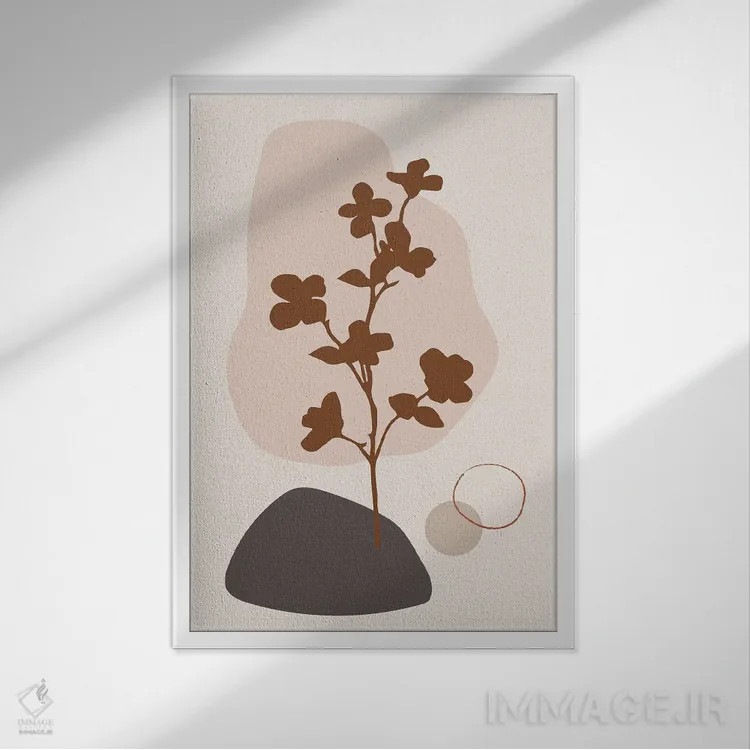 تابلو مینیمال درخت تزیینی مینیمال اثر سابرینا بالبوئنا - نمای قابدار سفید