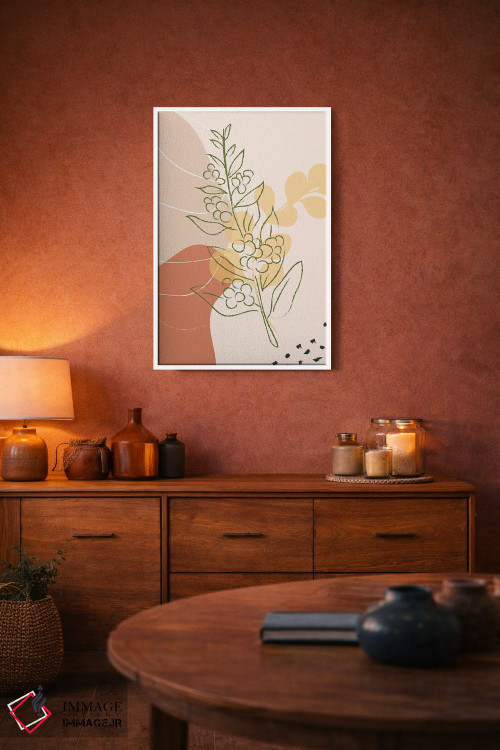 تابلو مینیمال شاخه قهوه و اشکال انتزاعی اثر سابرینا بالبوئنا - D4W