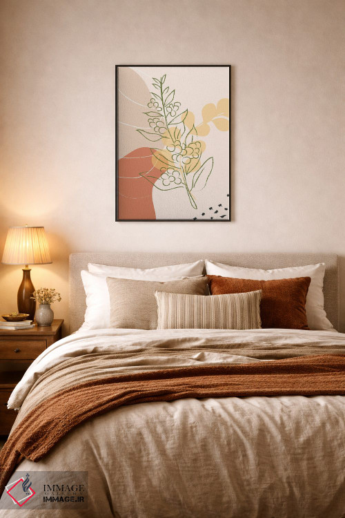 تابلو مینیمال شاخه قهوه و اشکال انتزاعی اثر سابرینا بالبوئنا - D5B