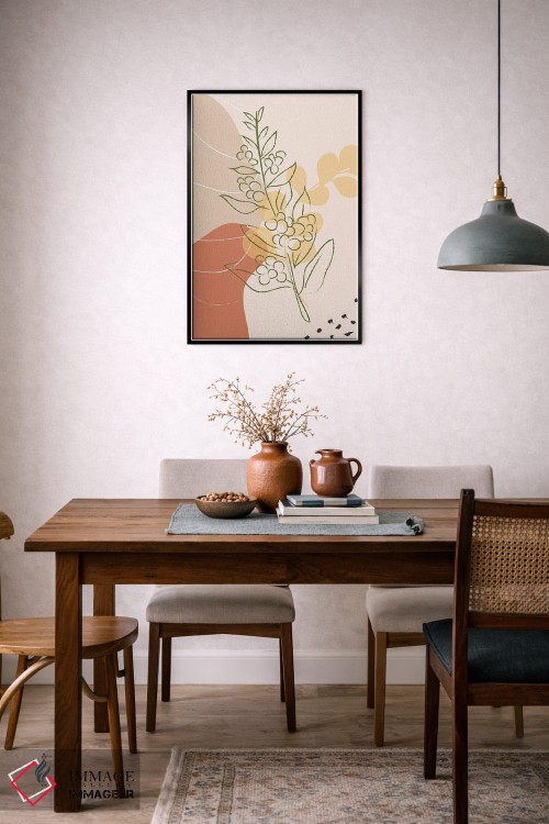 تابلو مینیمال شاخه قهوه و اشکال انتزاعی اثر سابرینا بالبوئنا - D6B