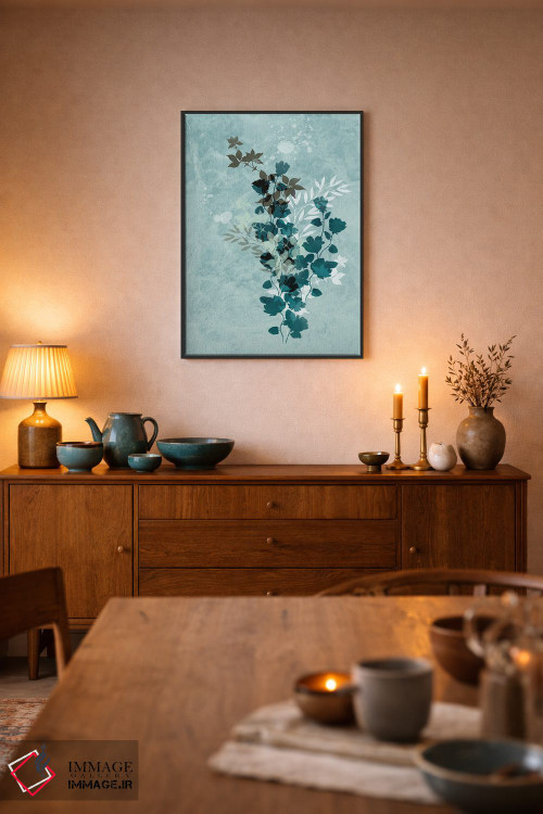 تابلو مدرن گل های خشک آبی اثر سابرینا بالبوئنا - D6B