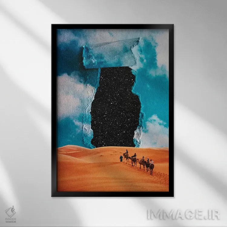 تابلو دکوراتیو آسمان جعلی اثر سیم لس - نمای قابدار مشکی