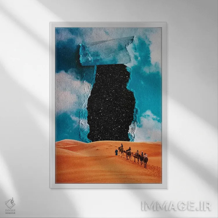 تابلو دکوراتیو آسمان جعلی اثر سیم لس - نمای قابدار سفید