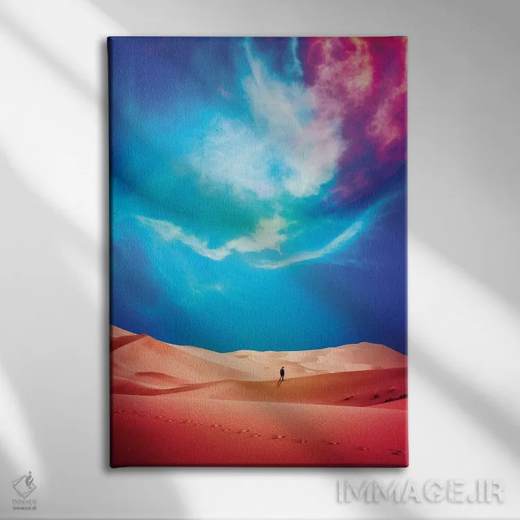 تابلو دکوراتیو صحرای وسیع اثر سیم لس - نمای روبهرو روی دیوار