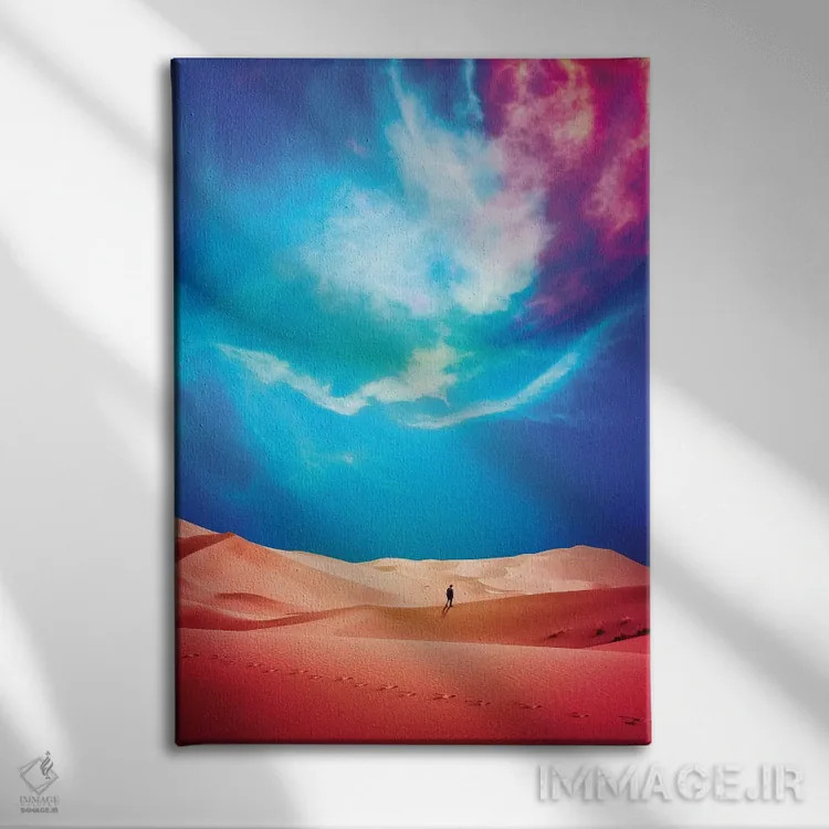تابلو دکوراتیو صحرای وسیع اثر سیم لس - نمای روبهرو روی دیوار