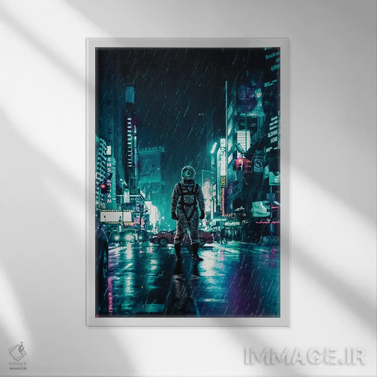 تابلو دکوراتیو یک شب بارانی دیگر اثر سیم لس - نمای قابدار سفید