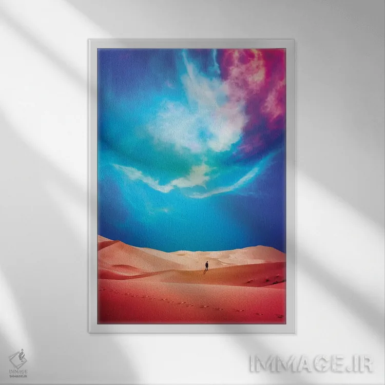 تابلو دکوراتیو صحرای وسیع اثر سیم لس - نمای قابدار سفید