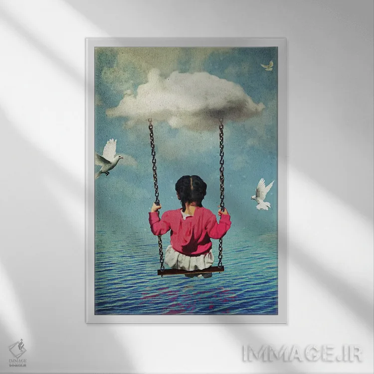 تابلو دکوراتیو مسافر اثر سیم لس - نمای قابدار سفید