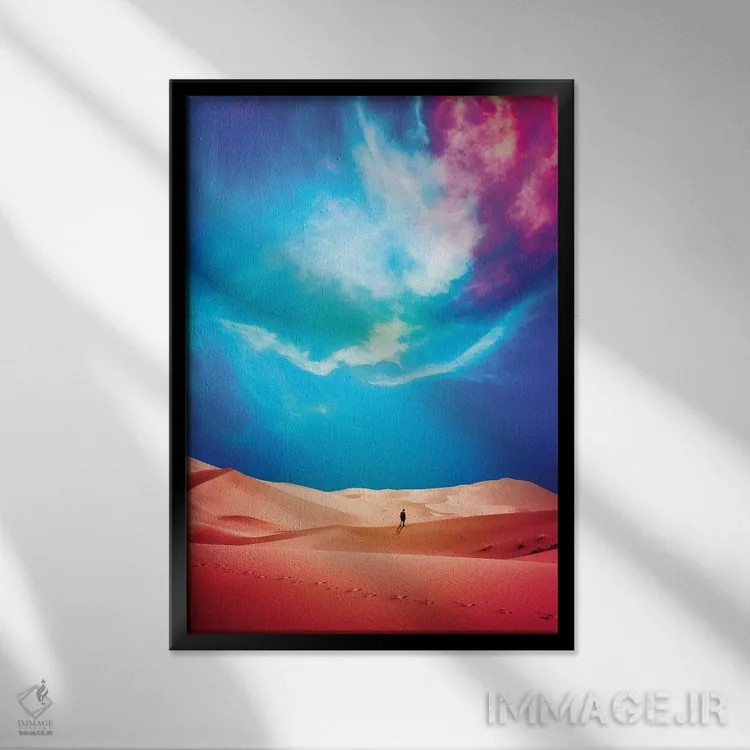 تابلو دکوراتیو صحرای وسیع اثر سیم لس - نمای قابدار مشکی
