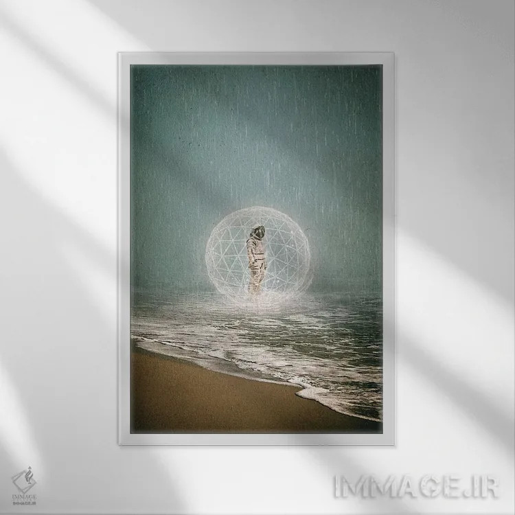 تابلو دکوراتیو جزر و مد اثر سیم لس - نمای قابدار سفید