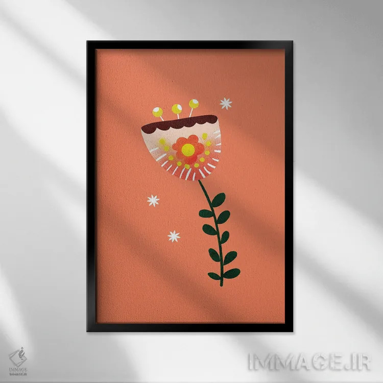 تابلو مینیمال فقط یک گل زیبا دو اثر شو می مارس - نمای قابدار مشکی