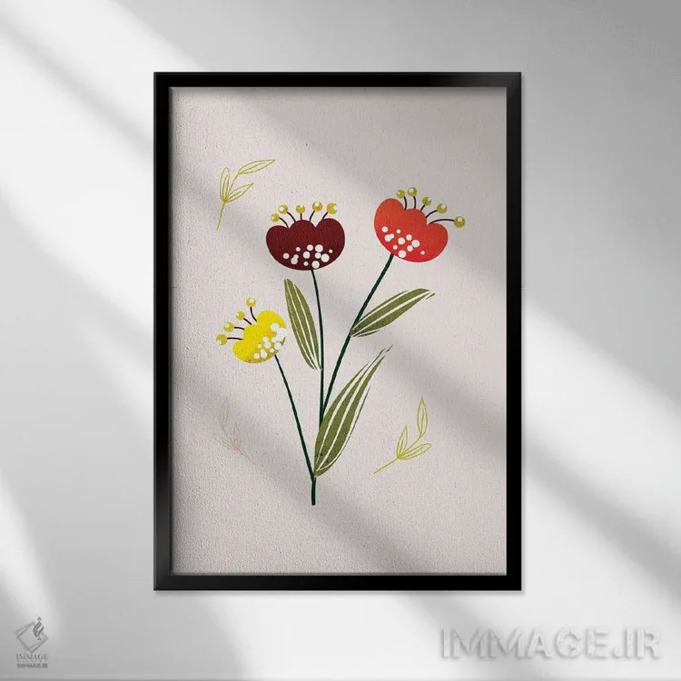 تابلو دکوراتیو فقط یک گل زیبا سه اثر شو می مارس - نمای قابدار مشکی