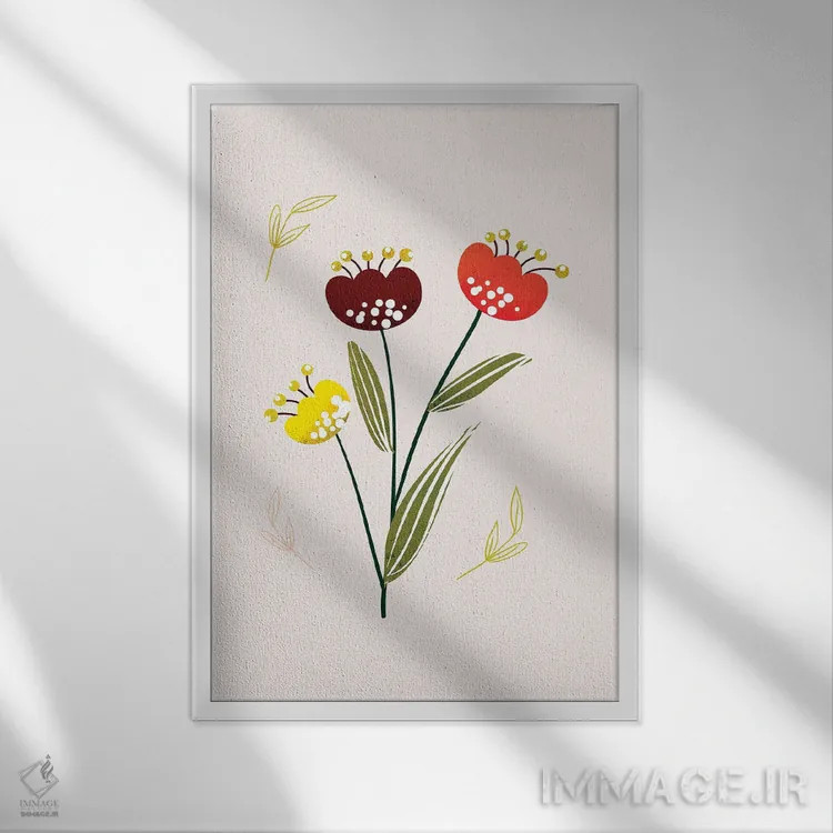 تابلو دکوراتیو فقط یک گل زیبا سه اثر شو می مارس - نمای قابدار سفید