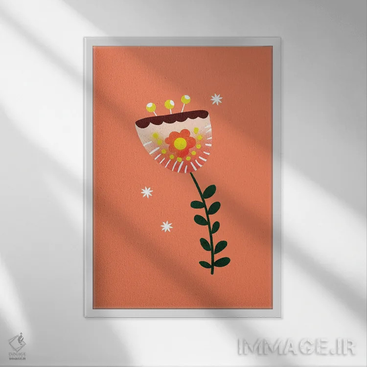 تابلو مینیمال فقط یک گل زیبا دو اثر شو می مارس - نمای قابدار سفید