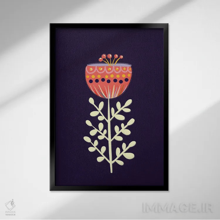 تابلو دکوراتیو یک گل تنها یک اثر شو می مارس - نمای قابدار مشکی