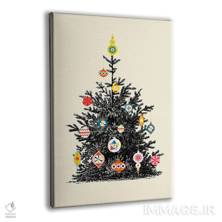 تابلو دکوراتیو درخت کریسمس رترو چهار اثر شو می مارس - نمای پرسپکتیو محصول