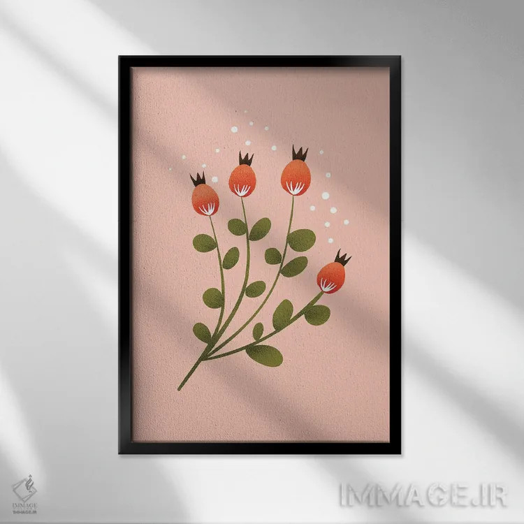 تابلو دکوراتیو فقط یک گل زیبا چهار اثر شو می مارس - نمای قابدار مشکی