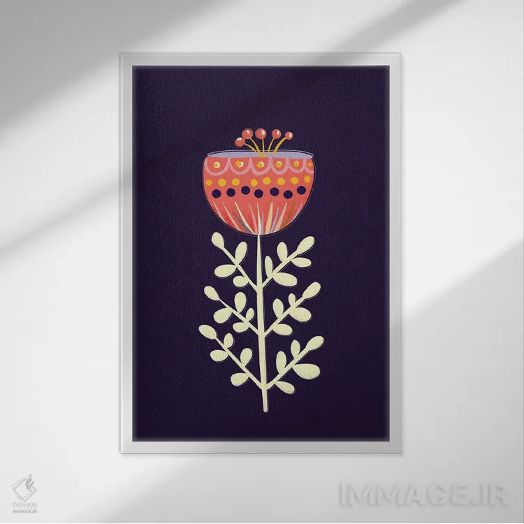 تابلو دکوراتیو یک گل تنها یک اثر شو می مارس - نمای قابدار سفید