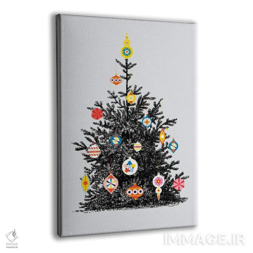 تابلو دکوراتیو درخت کریسمس رترو یک اثر شو می مارس - نمای پرسپکتیو محصول