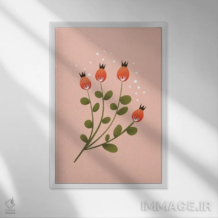 تابلو دکوراتیو فقط یک گل زیبا چهار اثر شو می مارس - نمای قابدار سفید