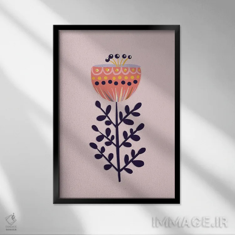 تابلو دکوراتیو گل ساده بزرگ اثر شو می مارس - نمای قابدار مشکی