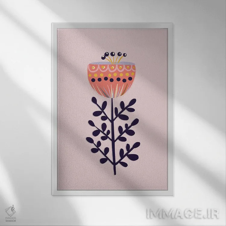 تابلو دکوراتیو گل ساده بزرگ اثر شو می مارس - نمای قابدار سفید