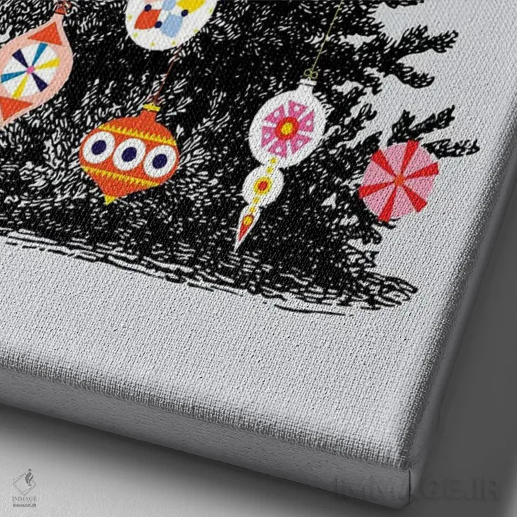 تابلو دکوراتیو درخت کریسمس رترو یک اثر شو می مارس - نمای نزدیک بافت بوم