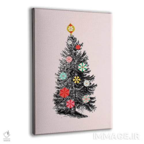 تابلو دکوراتیو درخت کریسمس رترو سه اثر شو می مارس - نمای پرسپکتیو محصول