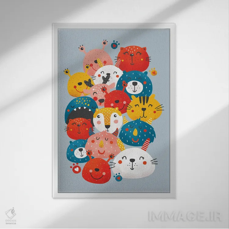 تابلو دکوراتیو دوستان هیولا اثر شو می مارس - نمای قابدار سفید