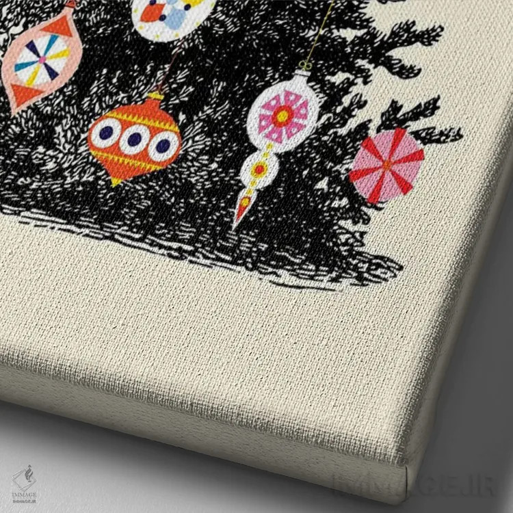 تابلو دکوراتیو درخت کریسمس رترو چهار اثر شو می مارس - نمای نزدیک بافت بوم