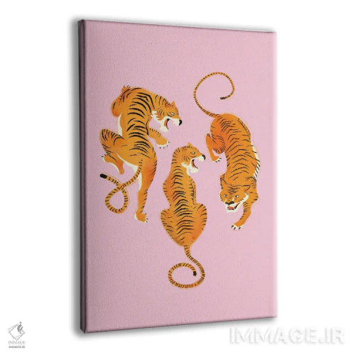 تابلو دکوراتیو سه ببر جسور اثر شو می مارس - نمای پرسپکتیو محصول