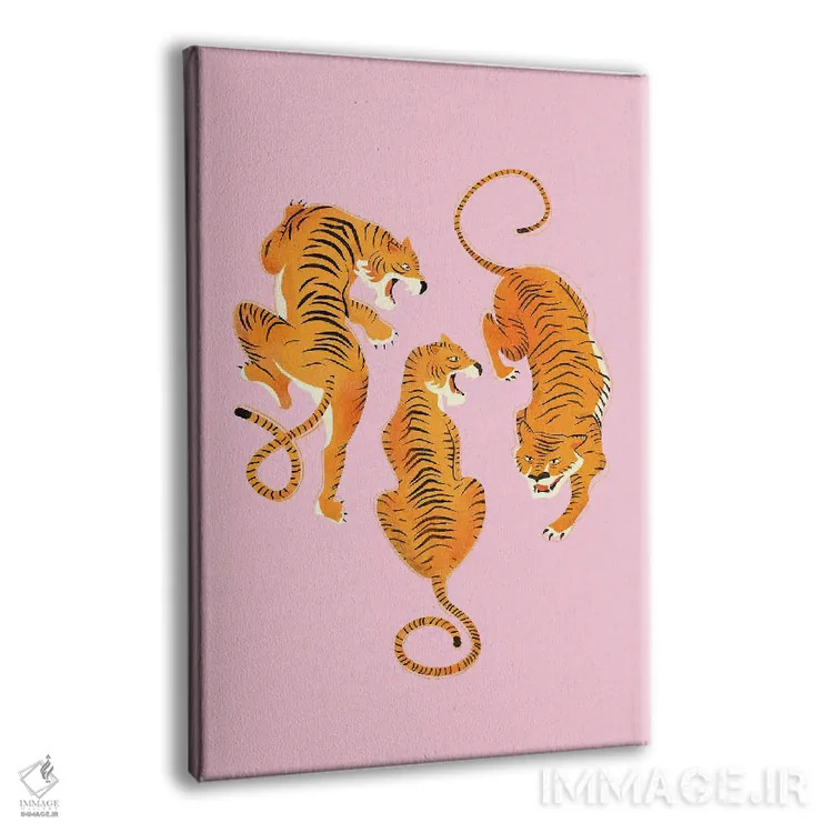 تابلو دکوراتیو سه ببر جسور اثر شو می مارس - نمای پرسپکتیو محصول