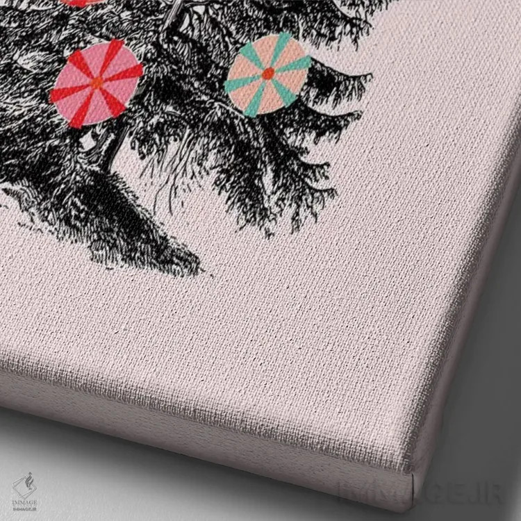 تابلو دکوراتیو درخت کریسمس رترو سه اثر شو می مارس - نمای نزدیک بافت بوم