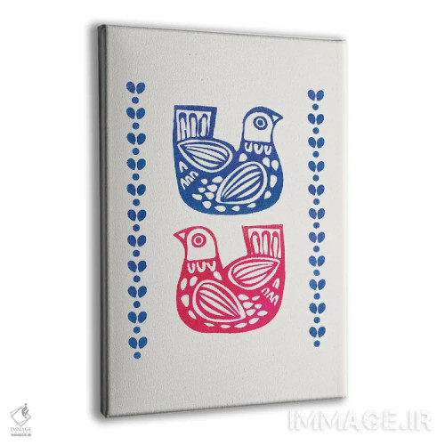 تابلو دکوراتیو دو پرنده فولک اثر شو می مارس - نمای پرسپکتیو محصول