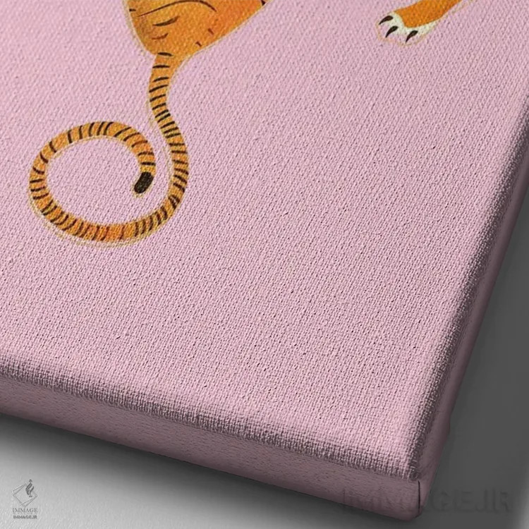 تابلو دکوراتیو سه ببر جسور اثر شو می مارس - نمای نزدیک بافت بوم