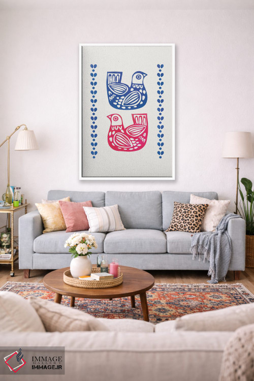 تابلو دکوراتیو دو پرنده فولک اثر شو می مارس - D1W