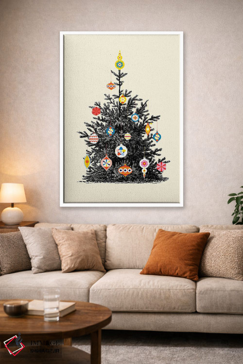 تابلو دکوراتیو درخت کریسمس رترو چهار اثر شو می مارس - D1W