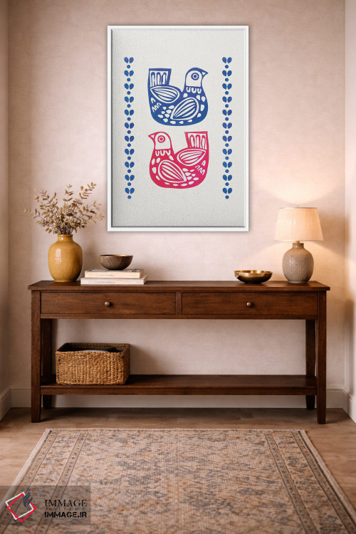 تابلو دکوراتیو دو پرنده فولک اثر شو می مارس - D2W