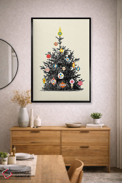 تابلو دکوراتیو درخت کریسمس رترو چهار اثر شو می مارس - D2B