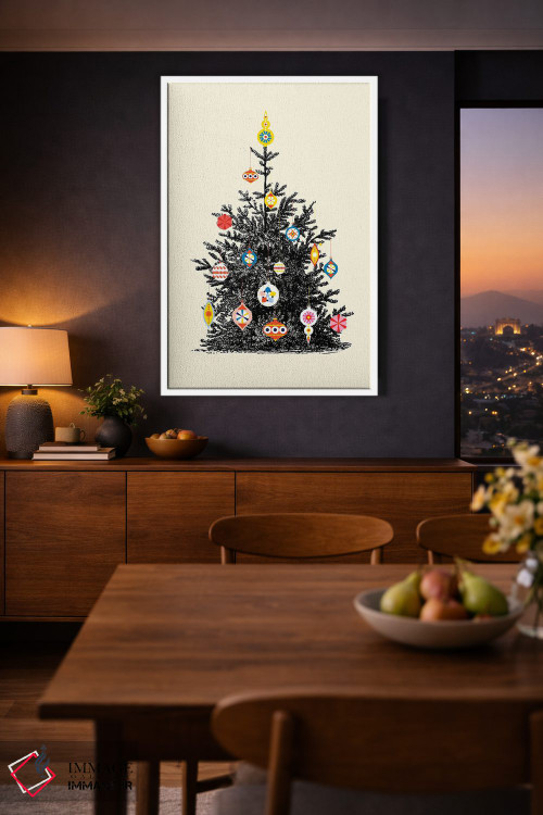 تابلو دکوراتیو درخت کریسمس رترو چهار اثر شو می مارس - D3W