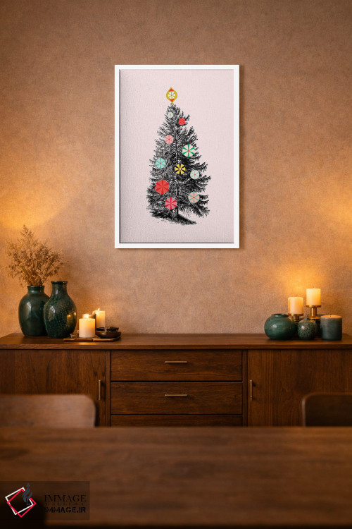 تابلو دکوراتیو درخت کریسمس رترو سه اثر شو می مارس - D1W